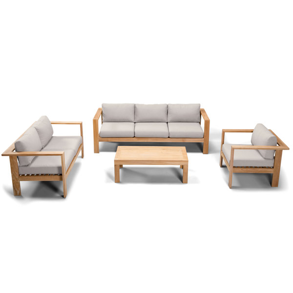 Harmonia Living Ando Outdoor 4 Piece Teak Conversation Set by Harmonia Living & Reviews Perigold